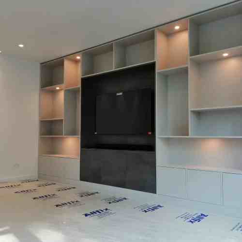 Media wall with cupboards